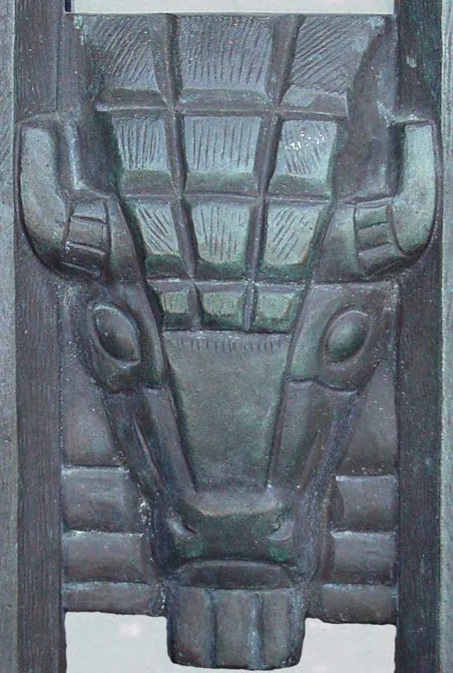The bison is recreated in the granite stone
