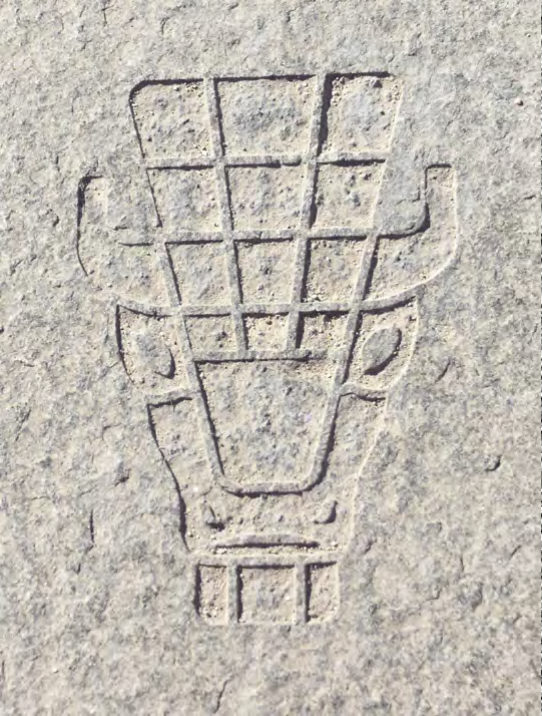 The bison is recreated in the granite stone