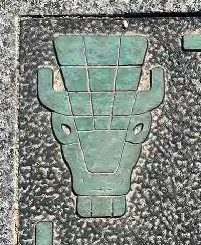 The bison is recreated in the granite stone