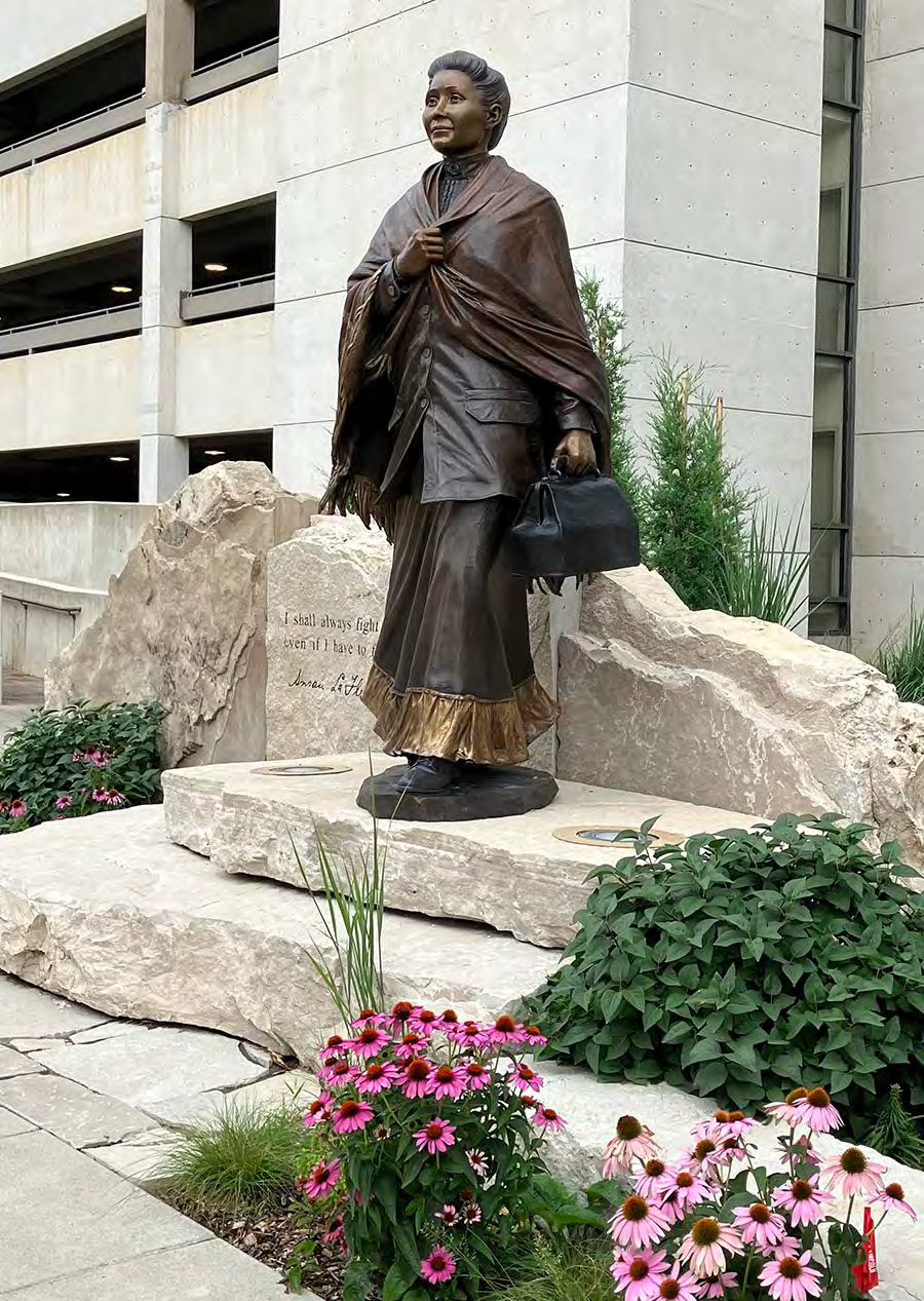 A statue of Dr. Susan La Flesche Picotte,