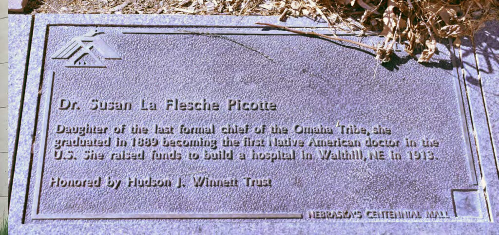 A statue of Dr. Susan La Flesche Picotte,