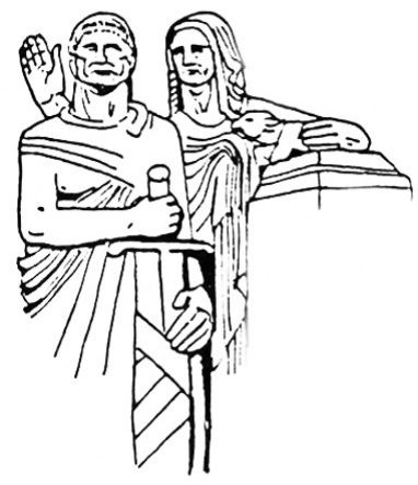Across the top of the north entrance are the Guardians of the Law