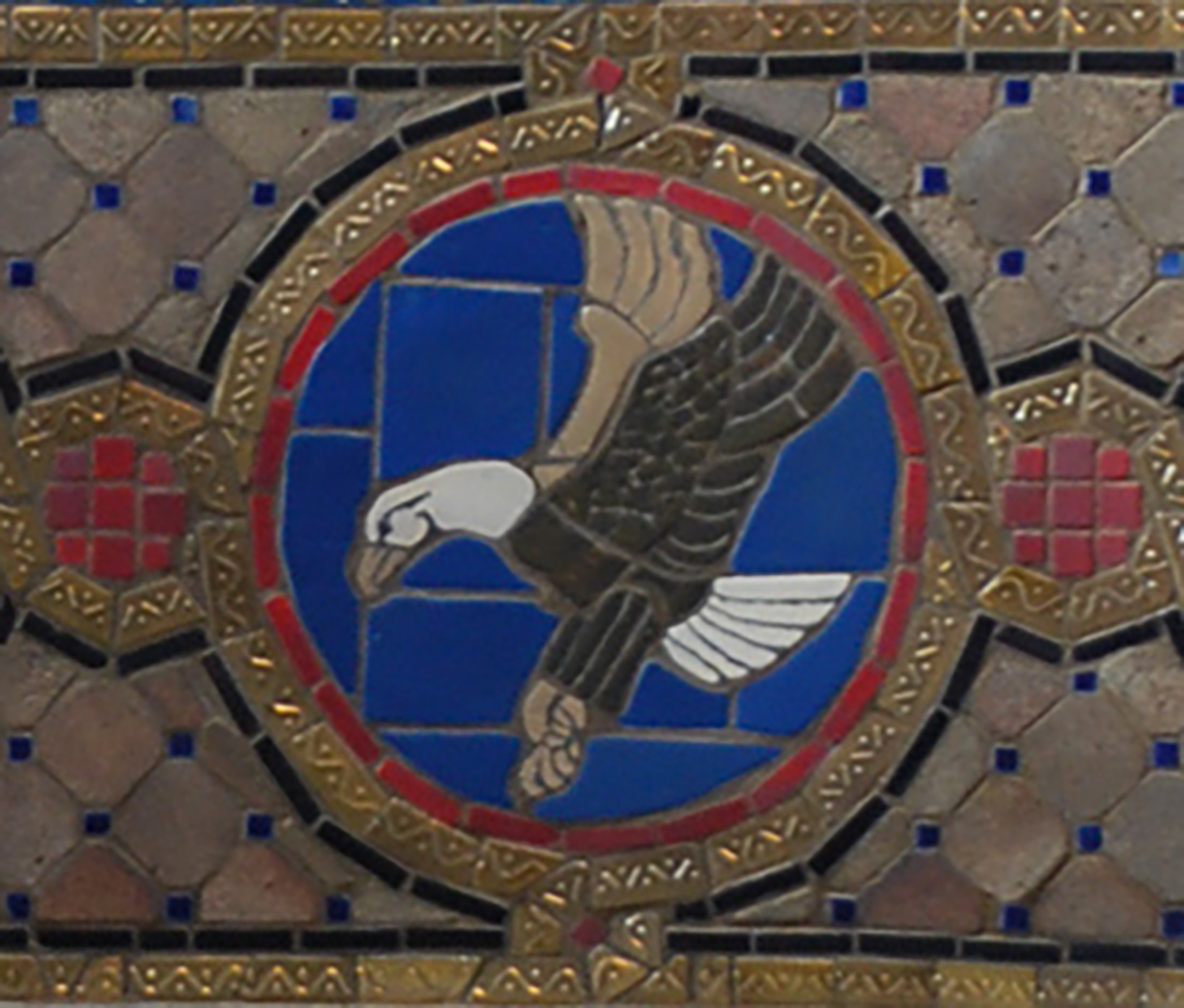 eagle mosaic in vestibule arch