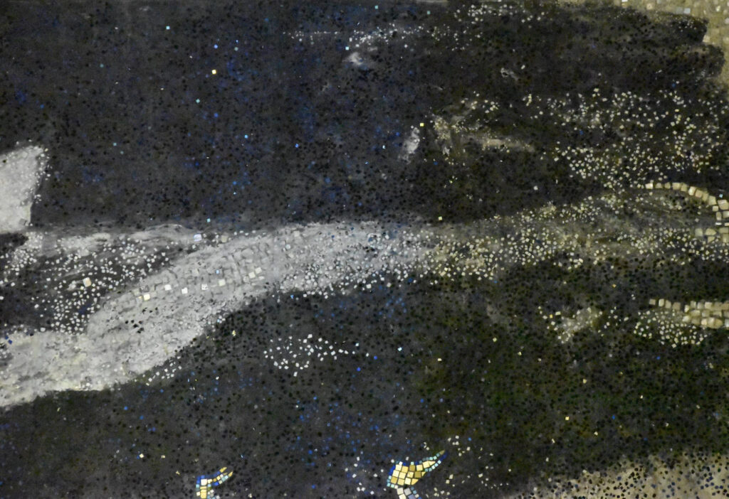 The white mortar in the mosaic looks like