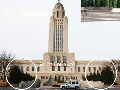 12. Move south down the stairs and to public sidewalk