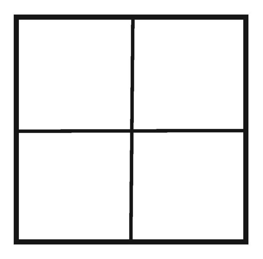 Four small squares make one big square.