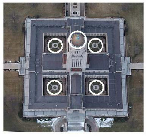 Some parts of the Capitol are circle shapes.